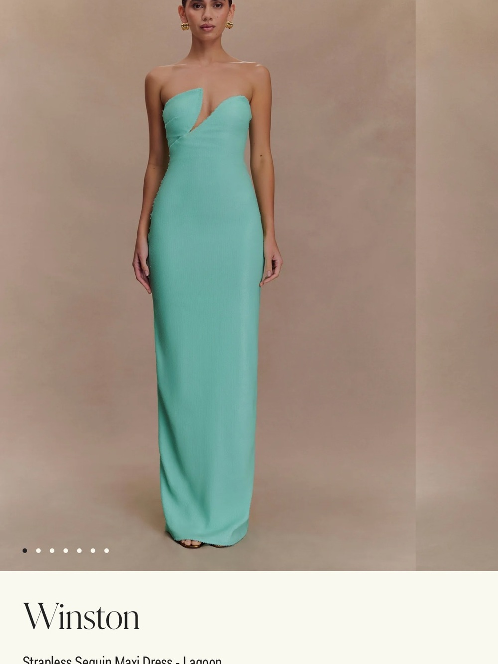 Meshki Strapless Column Gown in Aqua